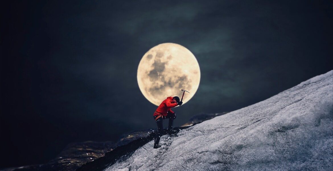mountain, escalation, moon, night, scaler, fantasy, nature, darling, darkness, adventure